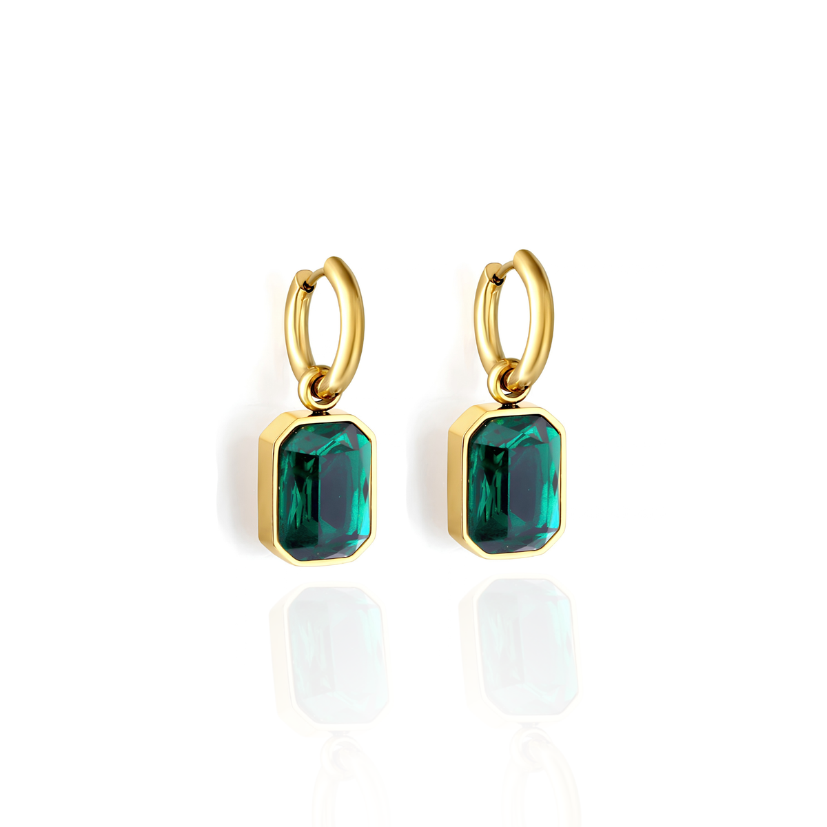 Emerald Goddess Hoop Earrings