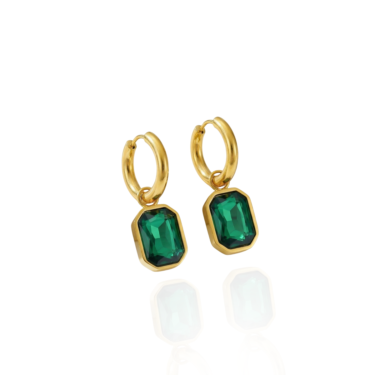 Emerald Goddess Hoop Earrings
